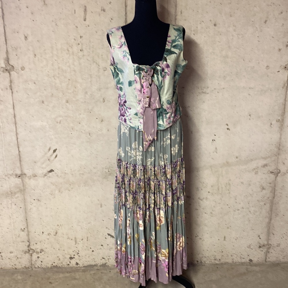 Matching skirt set with bustier.  Floral print.
